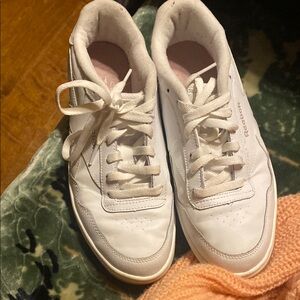 Reebok White Athletic Shoes Leather Upper